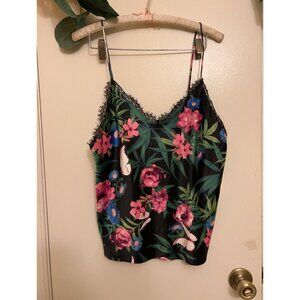 Victoria Secret Floral Babydoll Black Cami  Satin-Lace - Medium